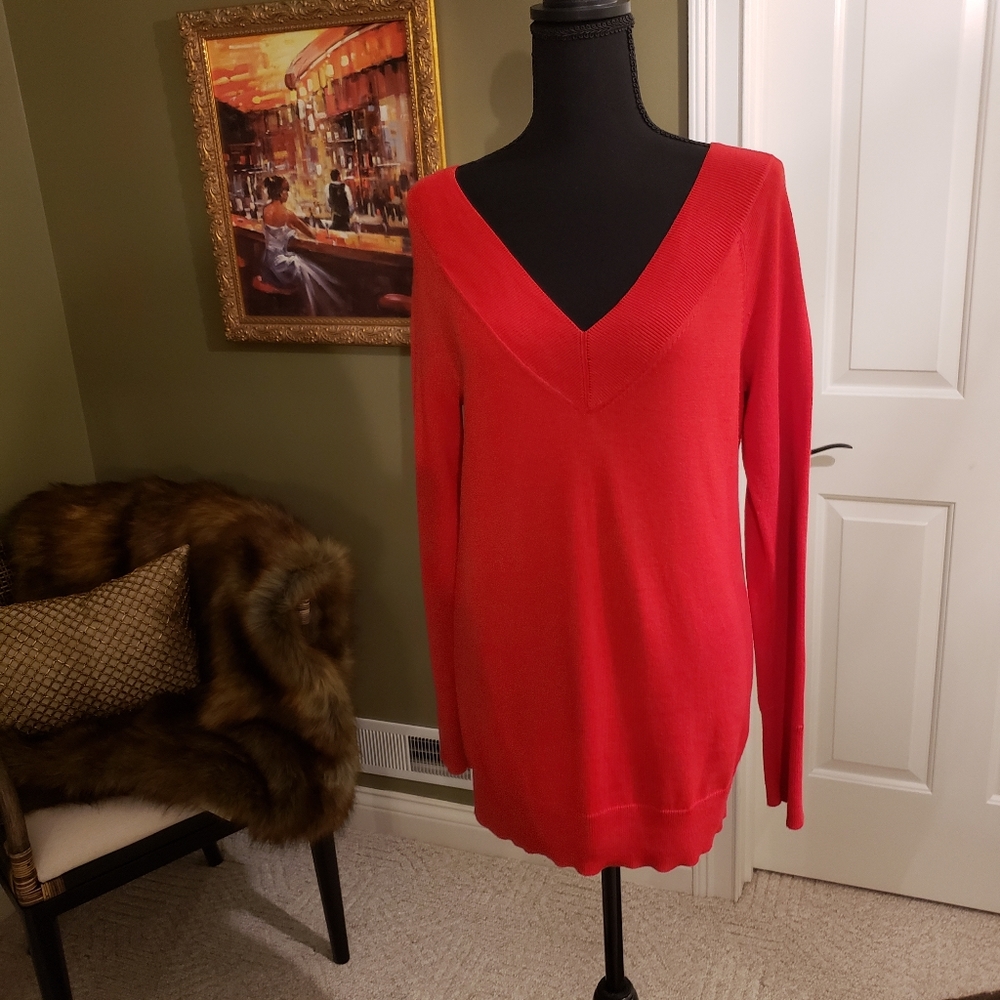 Cabi V-Neck Red Passion Pullover Sweater